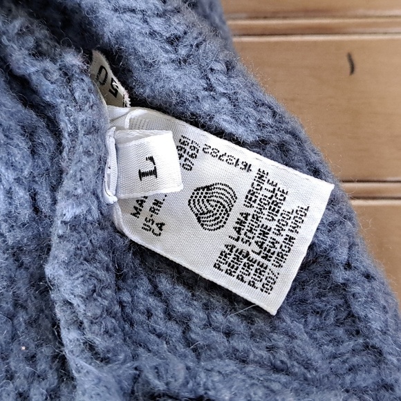 SISLEY Vintage 100% Virgin Wool Chunky Knit Cut Out Turtleneck Pullover Sweater - Picture 5 of 8